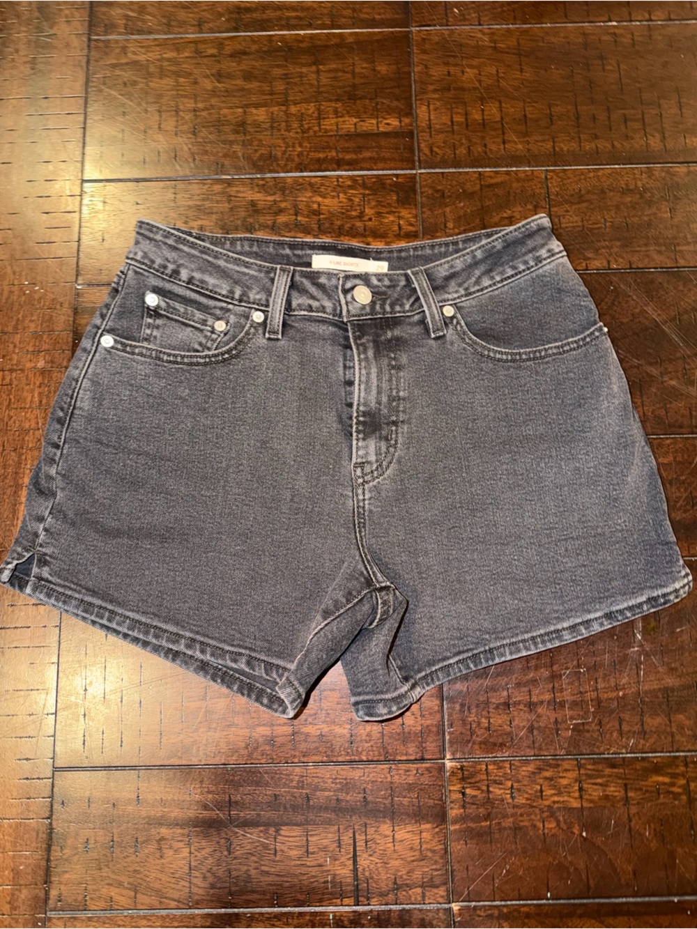 Levi's High-Rise Washed Black Denim Shorts